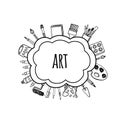 Artist tools sketch hand drawn bubbles vector Royalty Free Stock Photo