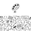Artist tools sketch hand drawn horizontal banner Royalty Free Stock Photo