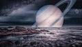Artist view of the Saturn`s moon Titan Royalty Free Stock Photo