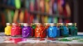 artist watercolor paint cans for painting, ai generated.