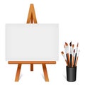 Artist Wood Easel, Horizontal Canvas, Paintbrushes