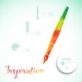Artist at work. Ink pen, symbol of visual art vector illustration. Creativity concept with colorful pen. Fountain writing pen.