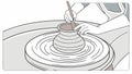 Artist at work on pottery wheel, focused creation, vector design Generative AI Royalty Free Stock Photo