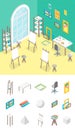 Artist Workplace and Elements Part Isometric View. Vector