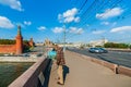 Artist works on Large Moskvoretsky bridge - Moscow, Russia Royalty Free Stock Photo