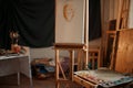 Artist workshop interior, painter studio