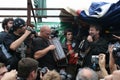 Artist Yuri Shevchuk sings at the rally in defense of Khimki forest