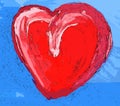 Artistc red heart on light blue background Royalty Free Stock Photo