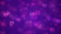 Artistic Abstract Blurry Sharp Purple Floating Heart Shaped Bubbles Love With Glitter Dust