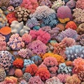 Artistic abstract colorful unique coral reef ecosystem underwater, natural and colorful