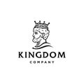 Artistic Ancient King Crown with Beard and Mustache Face logo design vector