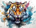 The artistic appeal of a cool Tiger is showcased in the watercolor.