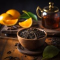 Artistic Arrangement of Dried Black Tea and Bergamot