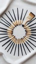 Artistic Arrangement of Paintbrushes and Palette on White Surface Royalty Free Stock Photo