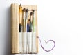 Artistic, artist, art. Used artist paintbrushes mastehin on white background