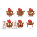 Artistic Artist of maple dried leaf cartoon character painting with a brush