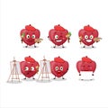Artistic Artist of red love gummy candy cartoon character painting with a brush