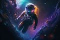 artistic astronaut, floating through the dark and mysterious depths of outer space