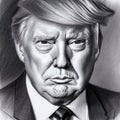 Artistic B&W pencil drawing portrait of Donald Trump, High Definition 3840x3840 Royalty Free Stock Photo