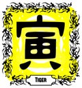 Artistic background with tiger ideogram isolated Royalty Free Stock Photo