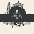 Artistic banner on a writers theme in vintage style Royalty Free Stock Photo