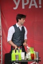 Artistic Bartender show from masters and Champions Ivan and Vitaly. Royalty Free Stock Photo