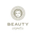 Artistic Beauty woman logo design with traditional ornament