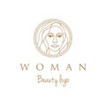 Artistic Beauty woman logo design with traditional ornament