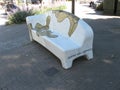 An artistic bench in the streets in knokke, belgium in summer