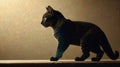 Artistic Black Cat with Digital Dot Pattern in Warm Ambient Light Royalty Free Stock Photo