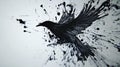 Artistic black ink splatter depicting a crow abstract creation studio environment close-up creative expression for impact