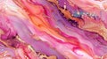 Artistic Blend of Pink, Purple, Orange Marble with Gold Veins