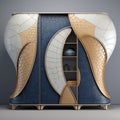 Artistic Blue And Gold Wardrobe With Organic Architecture Design