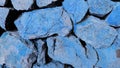 Artistic blue lizard on boulders