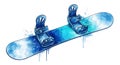 Artistic blue snowboard illustration on white background. Royalty Free Stock Photo