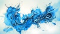 Artistic blue water splash with intricate swirling patterns Royalty Free Stock Photo