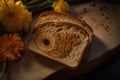 Artistic Bread Slice with Floral Patterns (AI Generated