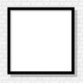 White artistic brick wall with blank square poster, vector illustration Royalty Free Stock Photo