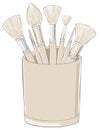 Artistic Brush Collection: Variety of Paintbrushes in a Pot, Creative Arts Tools, Neutral Tones Royalty Free Stock Photo