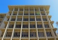 Artistic building wall exterior of Applied physics and mathematics, UCSD