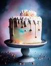 Artistic Cake Decoration: A Lustrous and Anomalous Sprinkle Stand with Soft Hair Ornaments Royalty Free Stock Photo