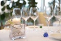 Centerpiece candle in an elegant restaurant for weddings