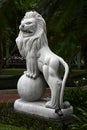 Artistic carved stone lion