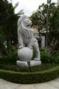 Artistic carved stone lion