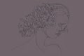 Artistic centred image of the profile of a beautiful person in a minimal line art style with emotion, life meanings