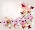 Artistic cherry blossom branch Royalty Free Stock Photo