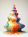 Artistic Christmas tree made of dropping colourful paint