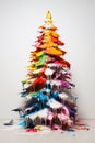 Artistic Christmas tree made of dropping colourful paint