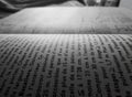 Close up of words on a book with 1/3 horizontal composition