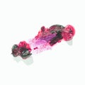 Artistic close-up of vibrant pink and black melted crayon on white background Royalty Free Stock Photo